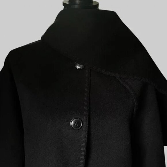 NWT Quince Double Faced Merino Wool Scarf Coat S Black - Picture 10 of 16